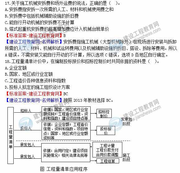 2012年造價工程師《工程計價》試題及詳細答案解析（三）