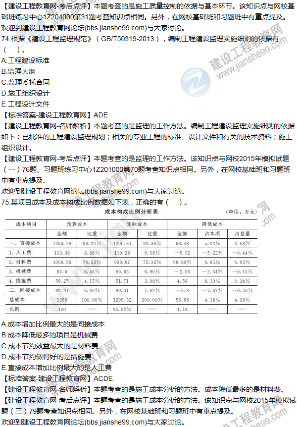 2015年一級(jí)建造師項(xiàng)目管理試題及答案(71-80題)