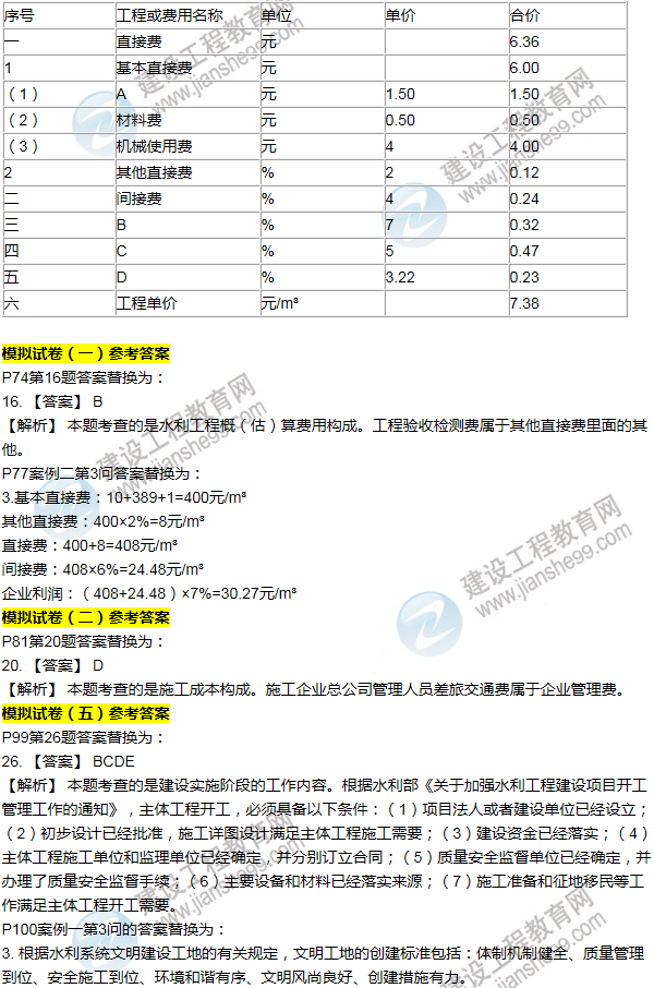 2016一建水利《歷年詳解與專家預(yù)測(cè)試卷》勘誤