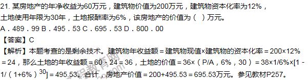 2016年房估《理論與方法》試題及答案解析單選21-35