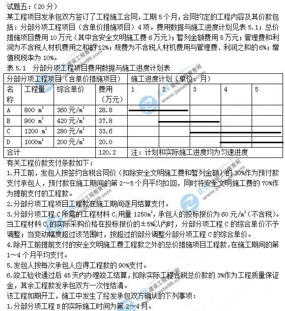 2018年一級(jí)造價(jià)工程師考試案例分析試題及答案解析