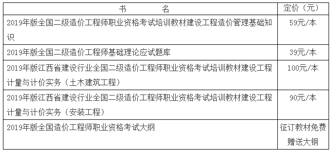 2019年版江西省建設(shè)行業(yè)全國二級造價(jià)工程師職業(yè)資格考試培訓(xùn)教材