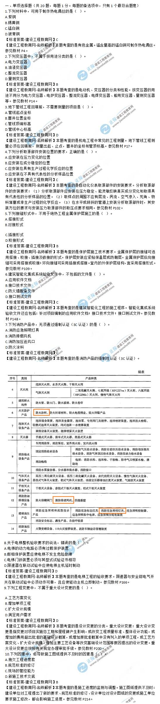 二建歷年試題及答案機(jī)電1