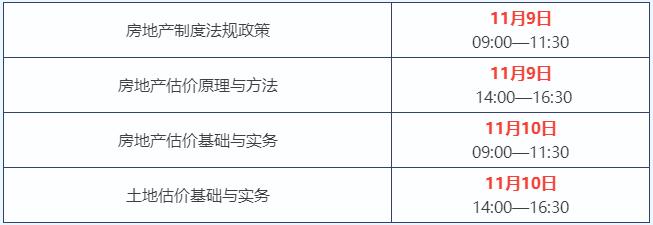 考試科目及時(shí)間